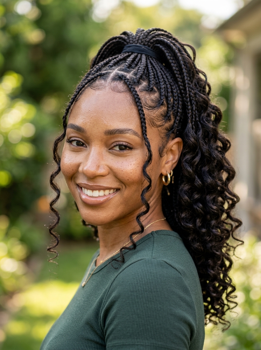 High Ponytail mit French Curl Braids als Braids mit Locken Inspiration 2026